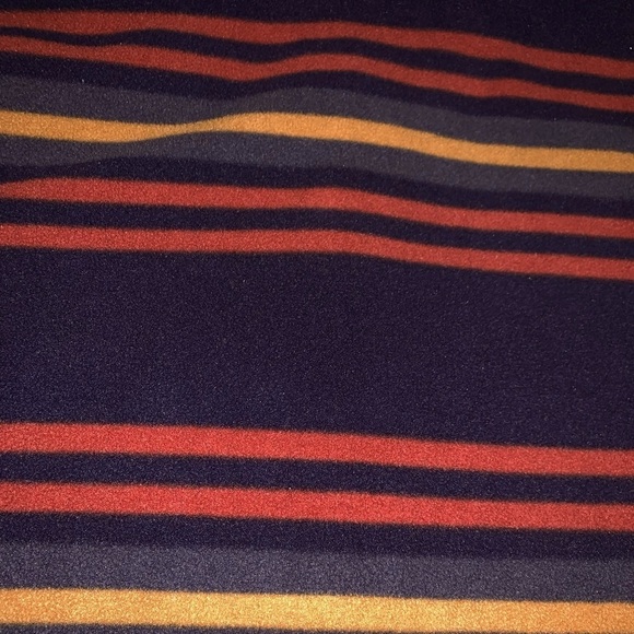 Duluth Trading Co Mens Doubleback Fleece Pullover Sweater Striped Navy Orange XL - Picture 7 of 9